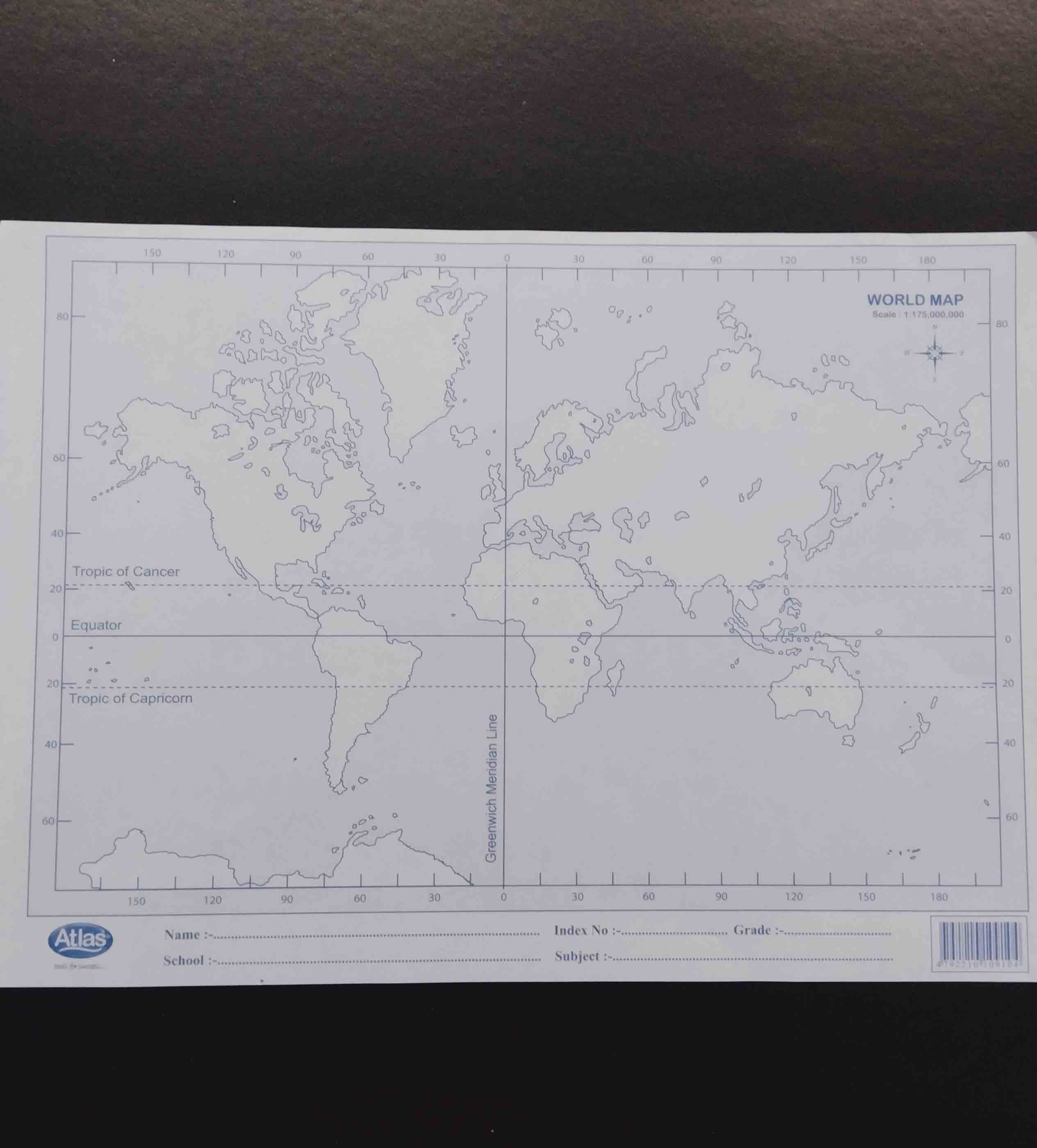 ATL PAPER MAP WORLD COUNTRI 100 SH - 0040