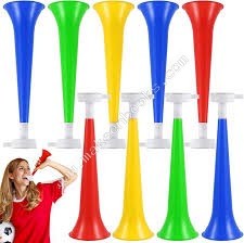 PLASTIC HORNS 10S PACK ASSORTED