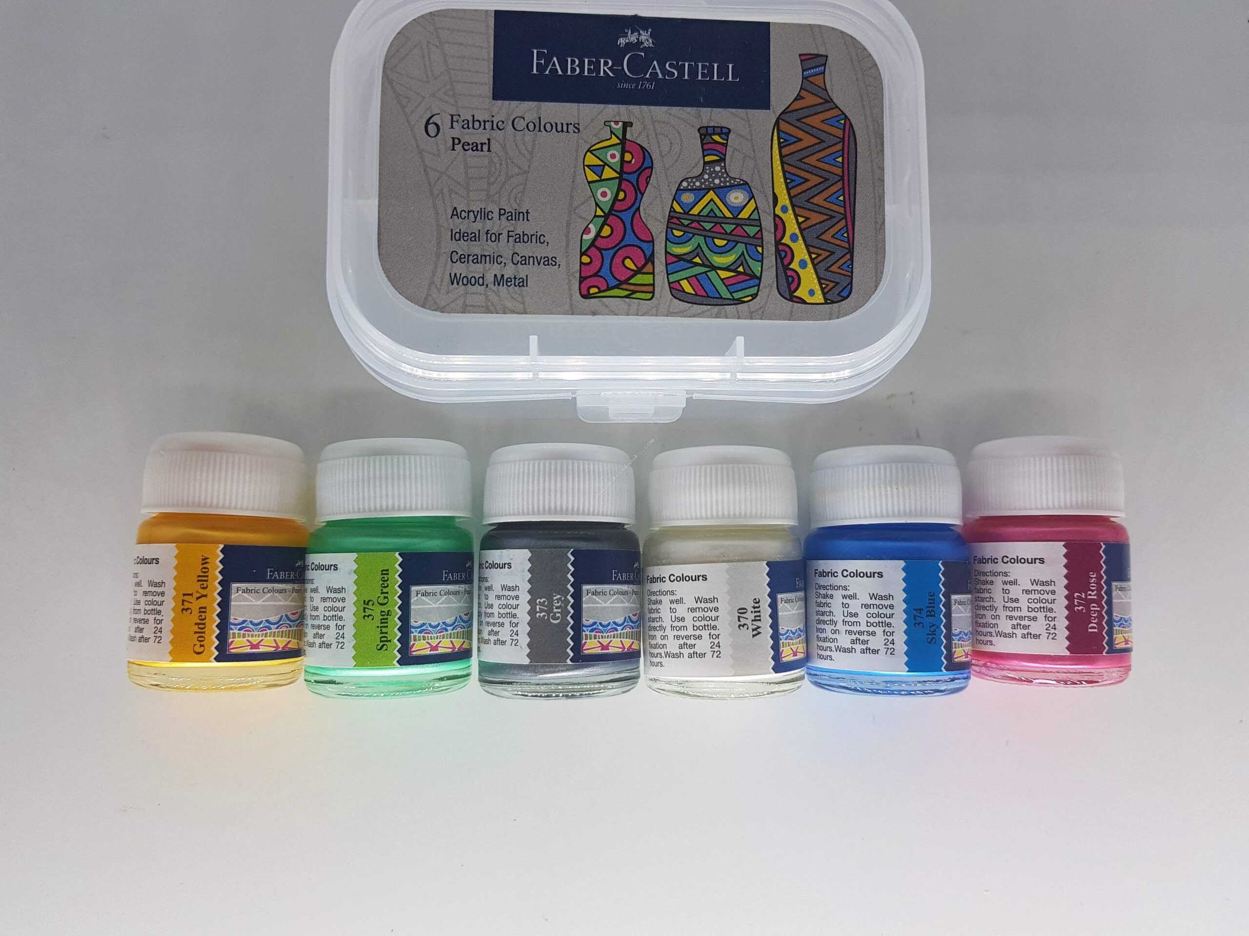 FABRIC COLOUR - ACRYLIC COLOURS  SET OF 6 FABER CASTELL