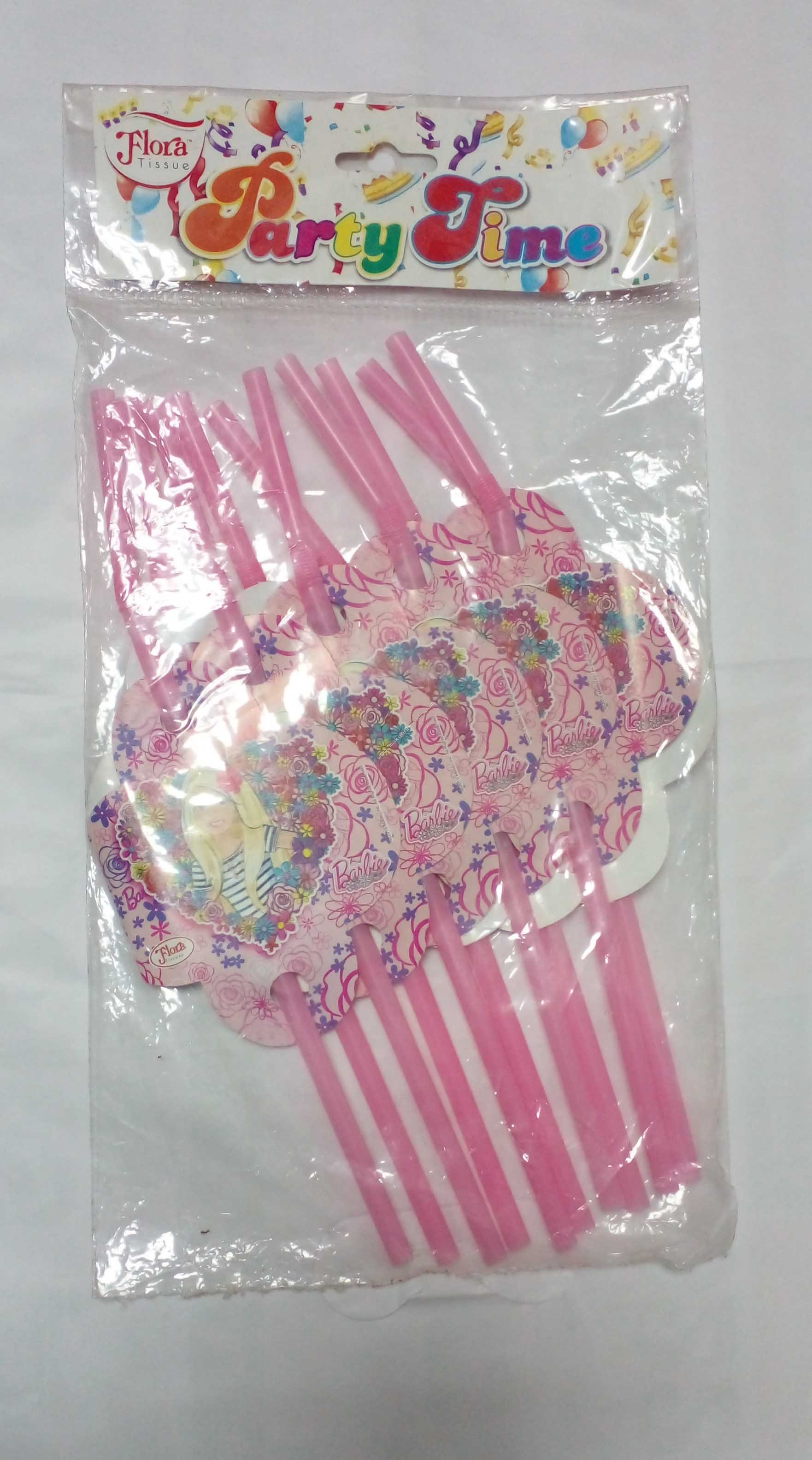 PLASTIC STRAWS WITH BADGE 10S PACK ASSORTED