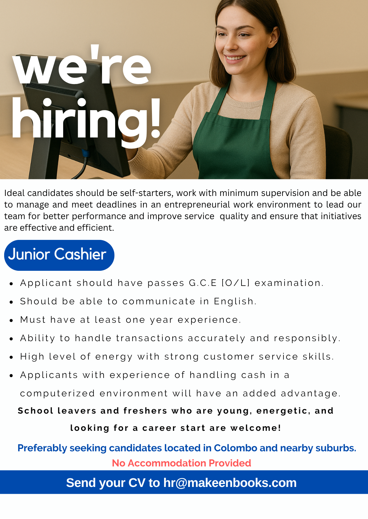Junior Cashier vacancy artwork