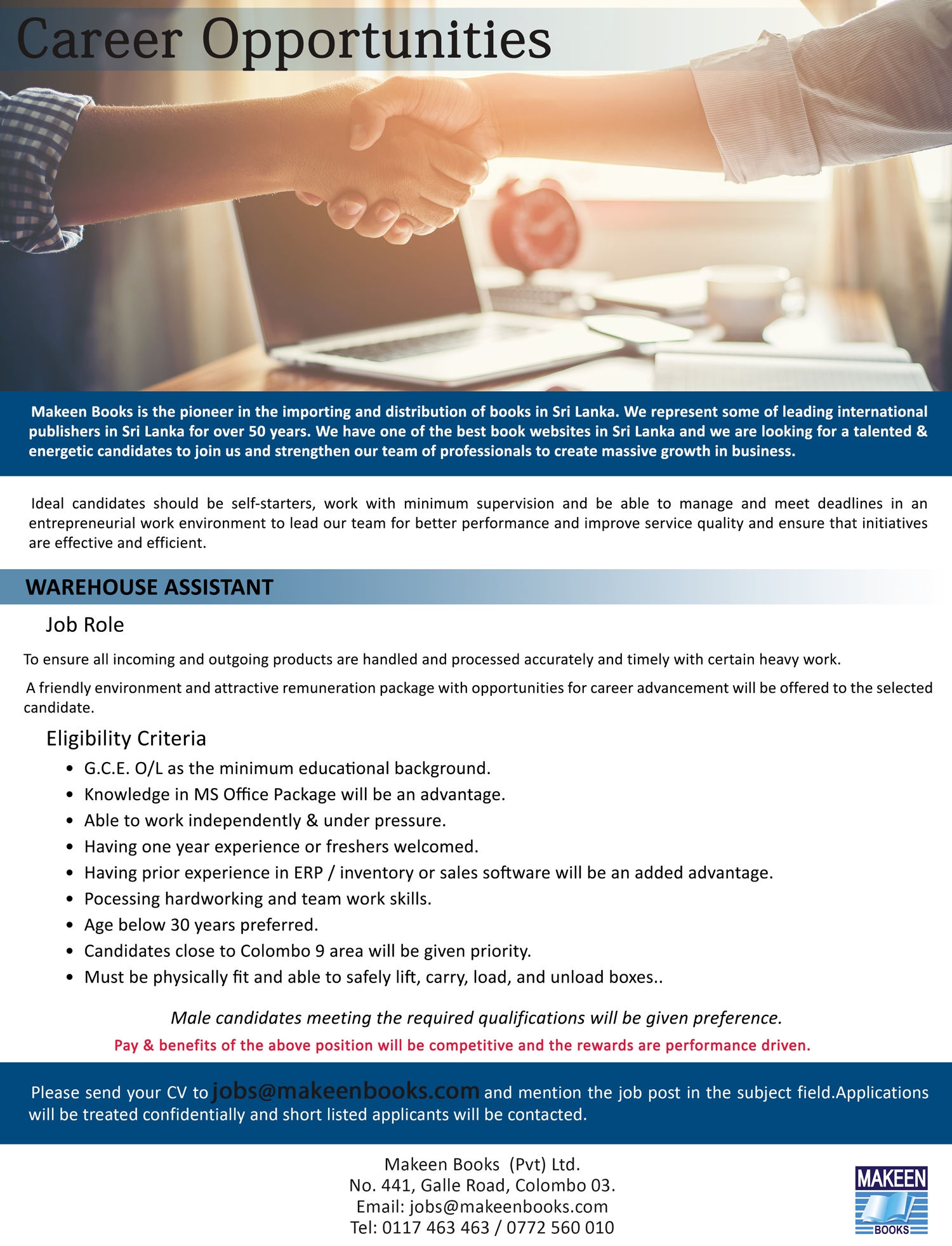 Warehouse Assistant vacancy artwork