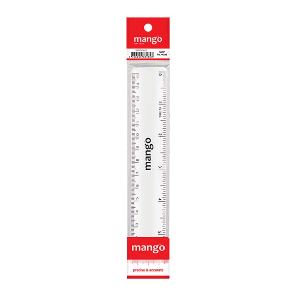 MANGO 6 PLASTIC RULER CLEAR (MODEL NO-620) - 008000901