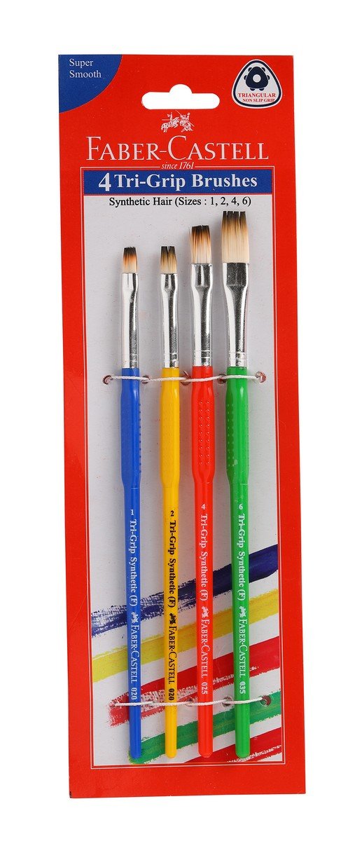 TRI GRIP PAINT BRUSHES  FLAT SET OF 4 - 008004271