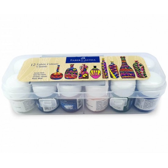 FABRIC COLOUR - ACRYLIC COLOURS  SET OF 12 FABER CASTELL - 008007048
