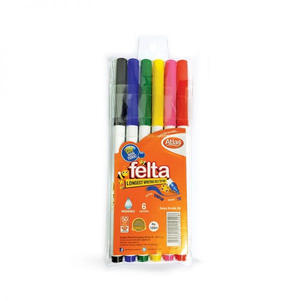 ATLAS - COLOUR PENS - FELT TIPPED - 6 COLOURS - 008007429