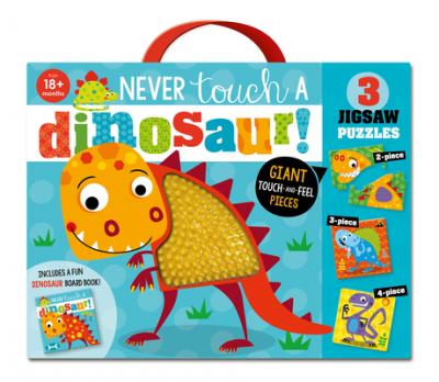 NEVER TOUCH A DINOSAUR - BOOK AND PUZZLES - 9781789474312